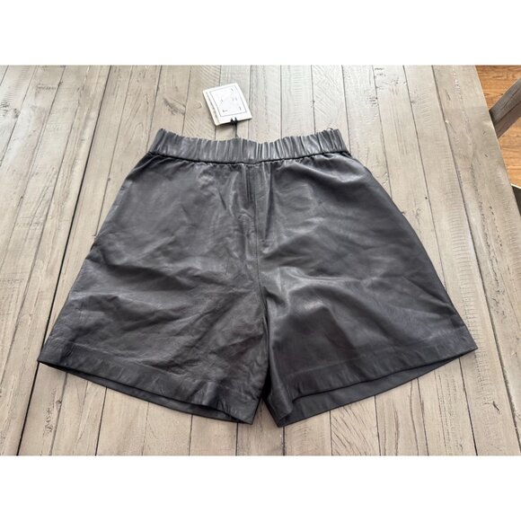 NWT ITMFL In The Mood For Love Tove Black High Waisted Lamb Leather Shorts Small - Picture 5 of 5
